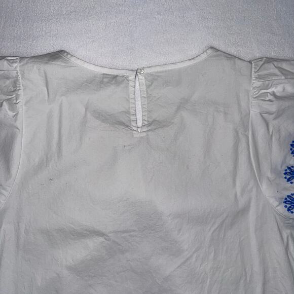 White with Blue J. Crew Embroidered Blouse - Picture 10 of 11